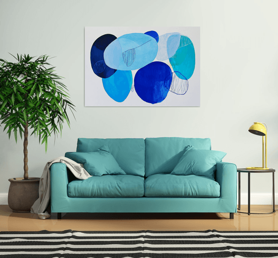 Navy and Turquoise Abstract