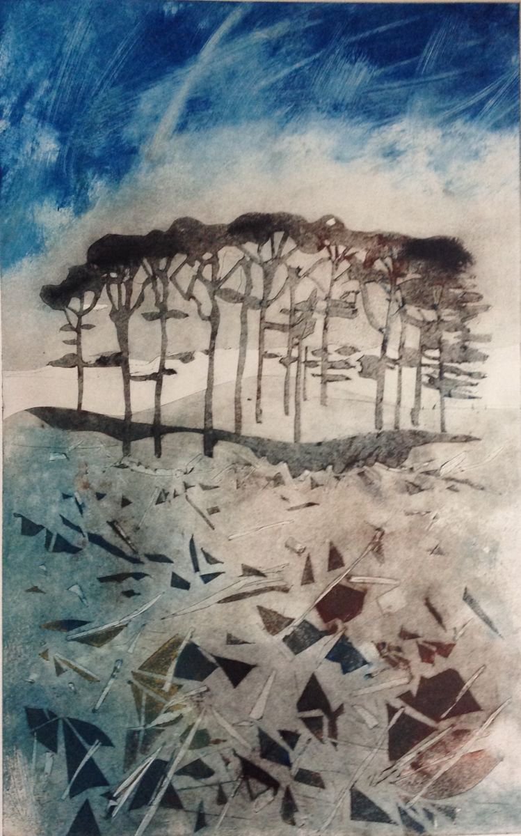 Organic Landscape Limited Edition Print By Sandra Haney, 22 X 30", Alnmouth Copse, Original Artwork
