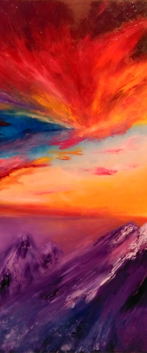 TRAVEL TO THE MOUNTAINS, 60X70 CM by Anastasiia Novitskaya