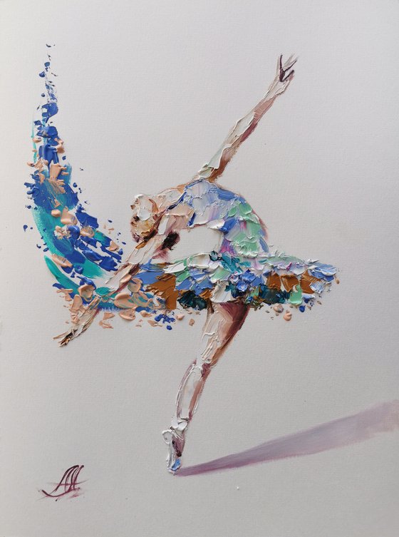 Ballet Painting on paper, Original oil art