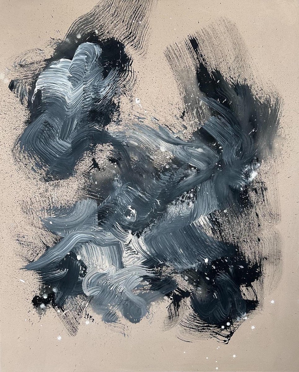 Abstract Acrylic Painting By Omar Obaid, 47 X 59", Beyond The Shores, Original Artwork