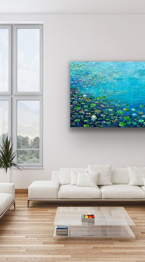 Blue Pond and the WaterLilies by Pooja Verma