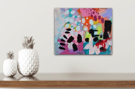 Myriade - Original small colourful abstract painting - Ready to hang