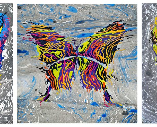 Set of 3 «Grey Simphony» by Mariia Raskin