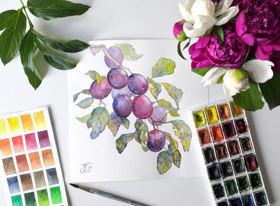 Watercolor Fruit Branches set