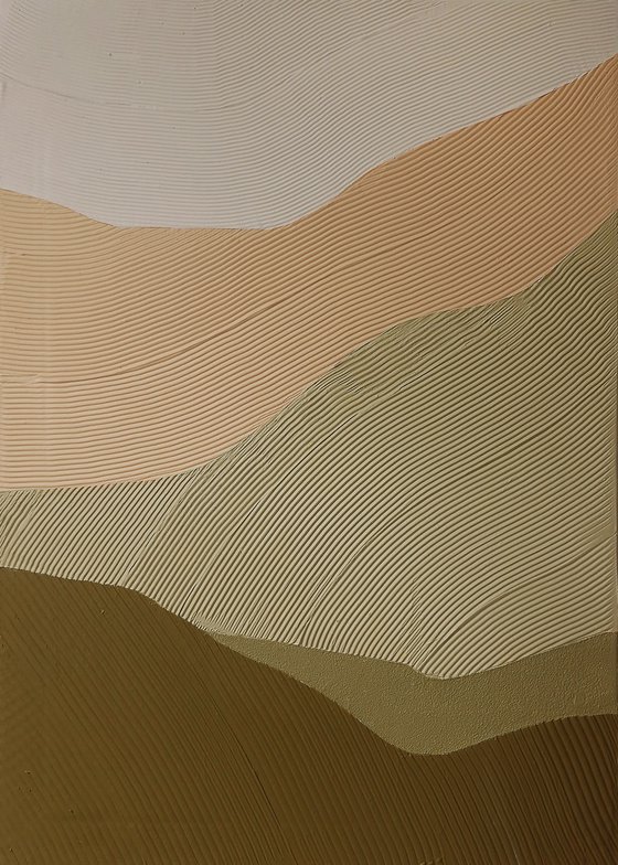 "Cream Field 2" Abstract beige high textured