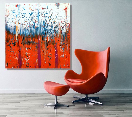 Orange Sky - XL LARGE,  ABSTRACT ART – EXPRESSIONS OF ENERGY AND LIGHT. READY TO HANG!