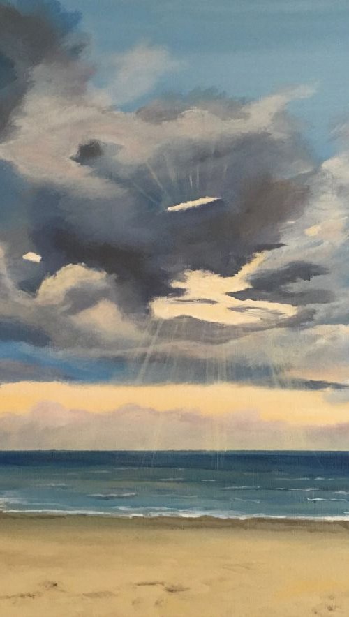 Sun-rays over Studland Beach by Marja Brown