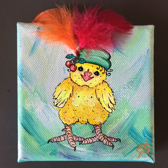 Chick with a fancy hat