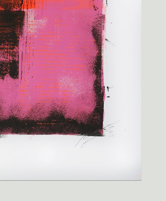 Abstract Painting - Black Pink Minimal -  Art on paper - A2 - 42x59,4cm - 15O