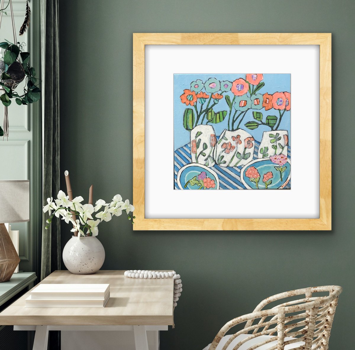 Naive Botanical Acrylic Painting By Holly Wojahn, 12 X 12, Mother