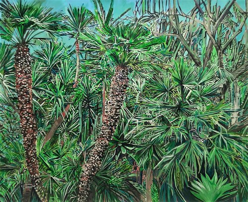 Palm trees / 110 x 90  x 4 cm by Alexandra Djokic