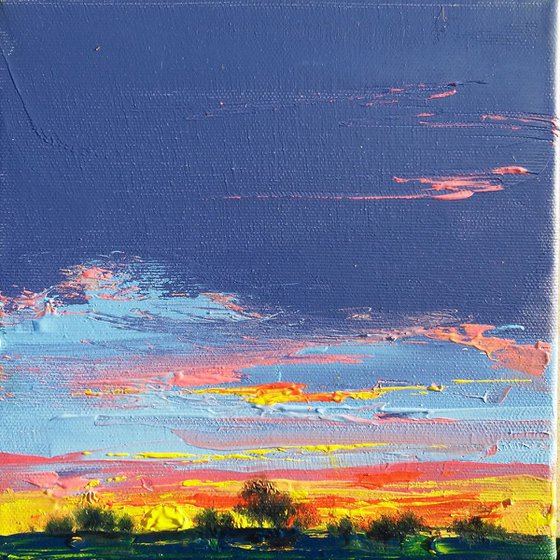 World Of Sky #2mini 20X20 cm. FREE SHIPPING. Original oil painting, gift, palette knife(2015)