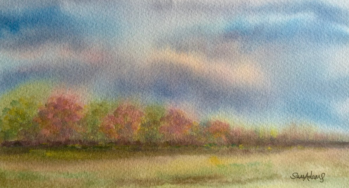 Colours of the trees in Spring by Samantha Adams professional watercolorist
