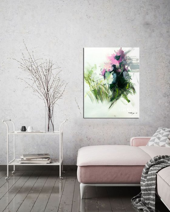 Abstract oil painting floral art - Sketch of Peony's Breathing