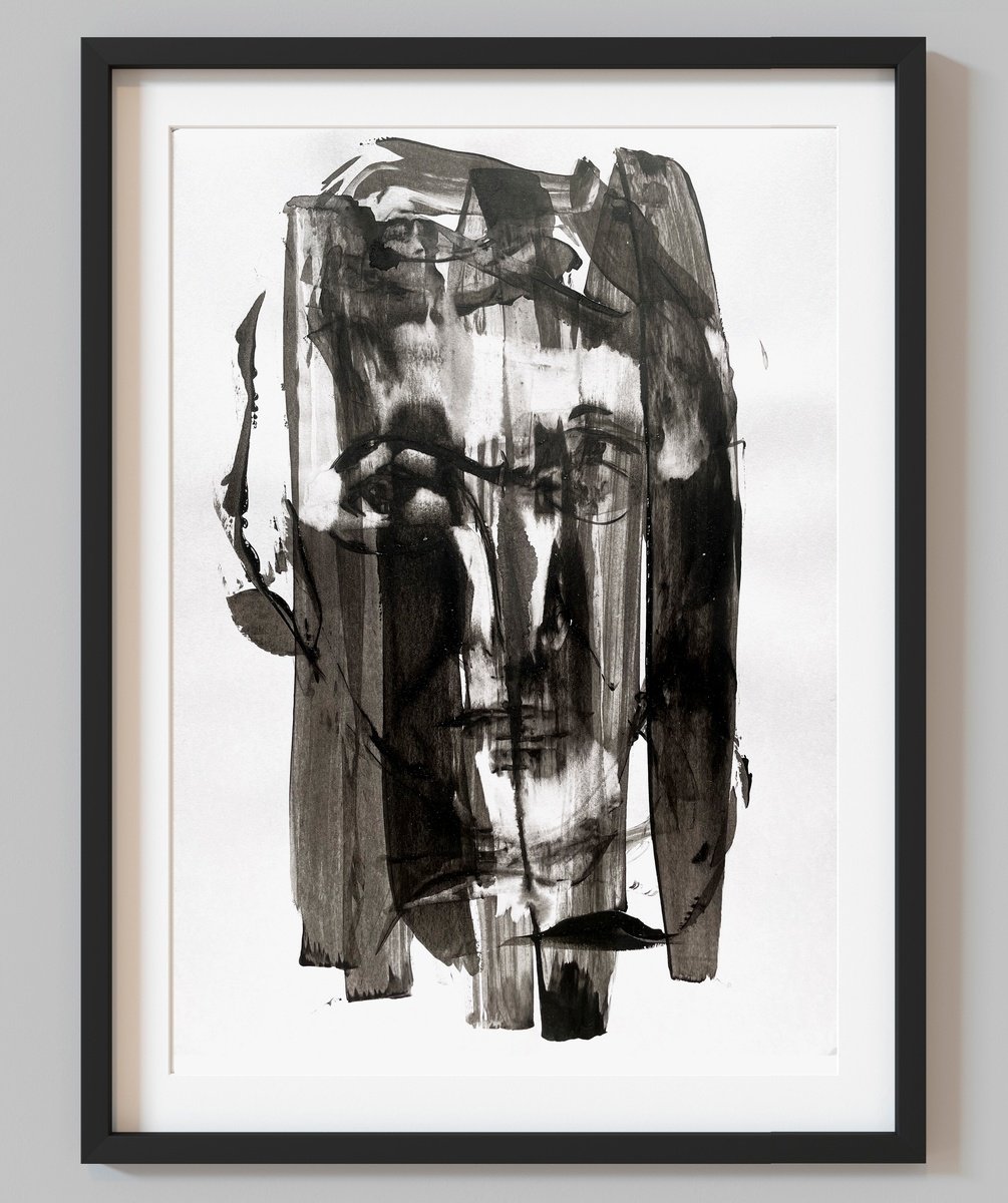 Impressionistic Portrait Acrylic Painting By Evgenia Makarova, 12 X 17, Portrait Of Unknown Woman, Original Artwork