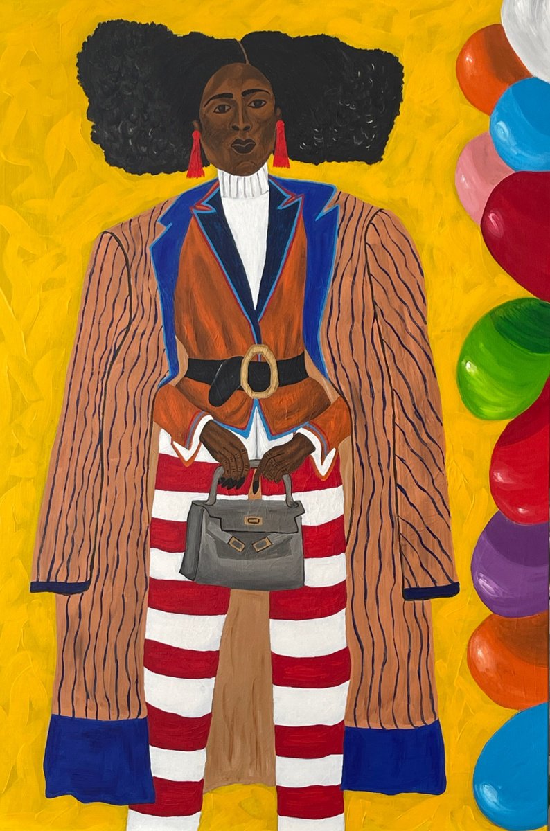 Expressive Portrait Acrylic Painting By Sophia Oshodin, 24 X 36", A Joy Like No Other Ii, Original Artwork