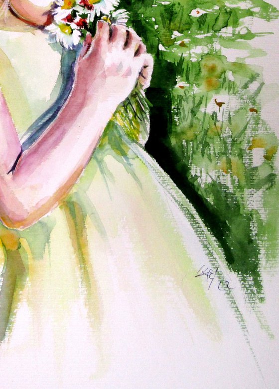 Girl with white flowers