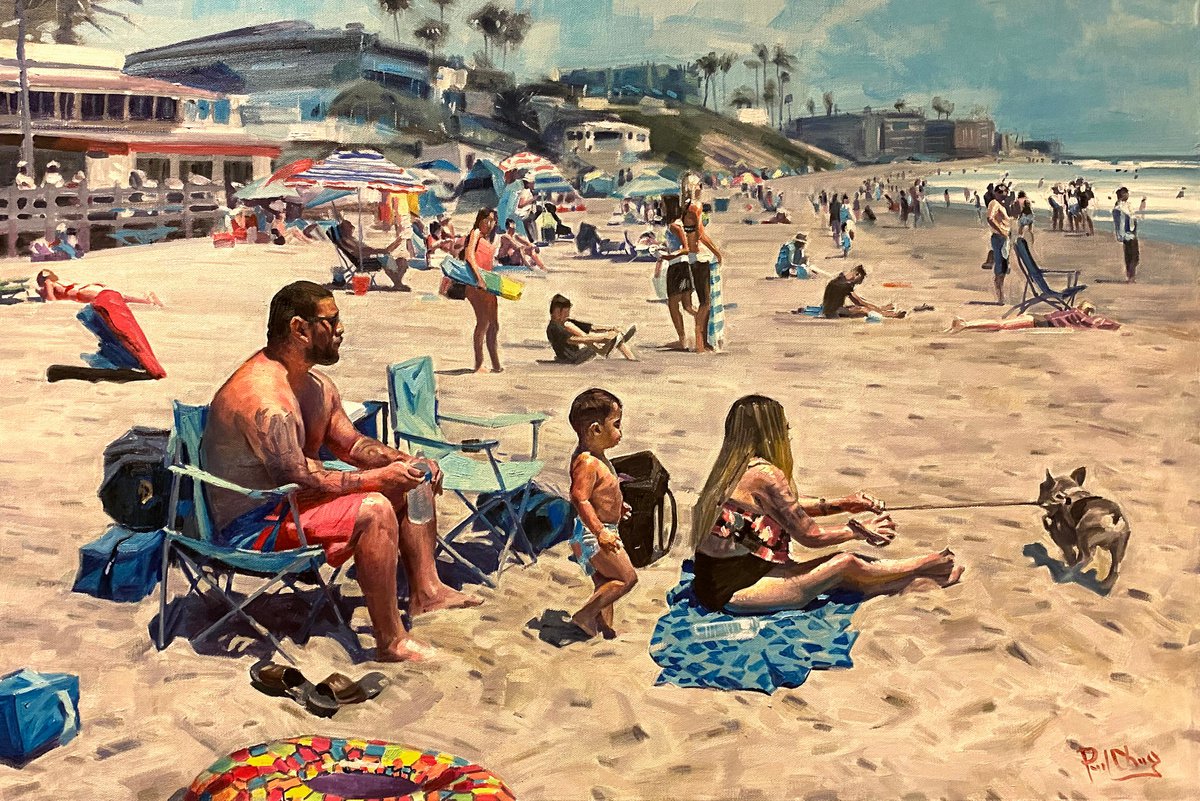 Beach Day By Paul Cheng, 36 X 24, Artwork For Sale On Artfinder