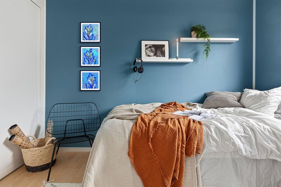 Blue Garden, set of 3