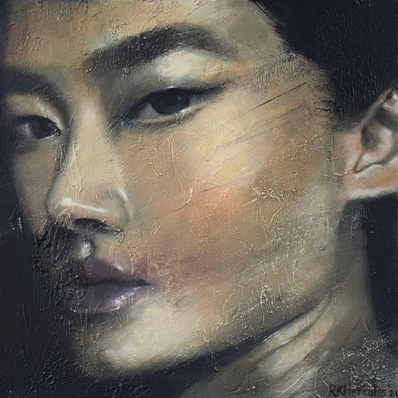 Ash Foo | female contemporary portrait in Asian model oil paint on canvas Painting by RK H