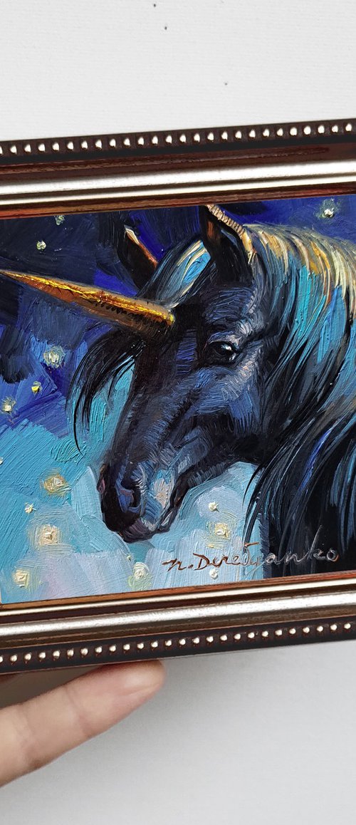 Black unicorn by Nataly Derevyanko
