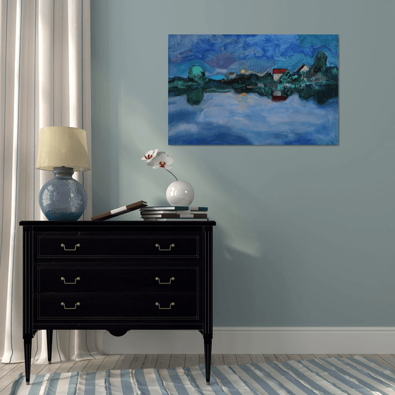 Twilight time.Moon rising