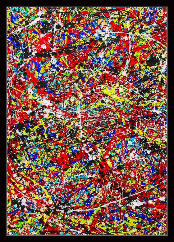 COLOR EXPLOSION, Pollock style, framed