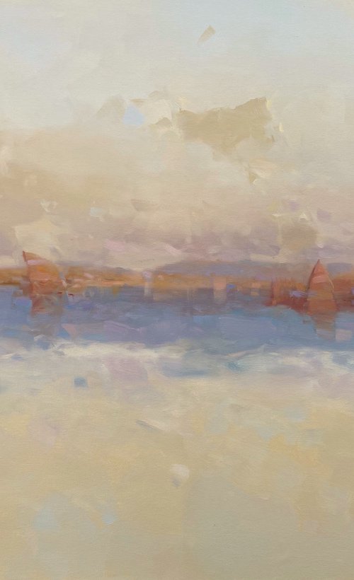 Sail Boats, Original oil painting, Handmade artwork, One of a kind by Vahe Yeremyan