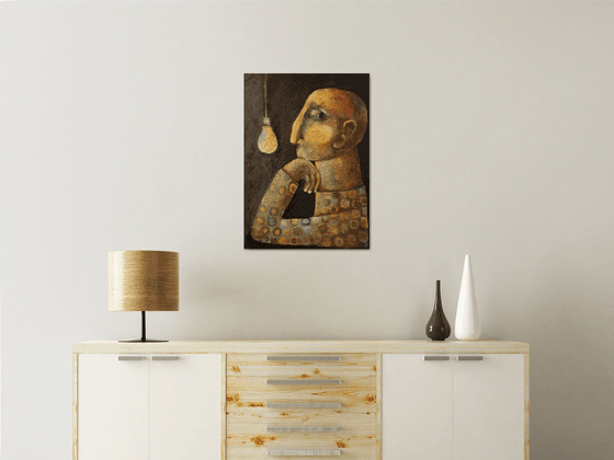 The optimist (Acrylic and pastel painting, 50x70cm, ready to hang)