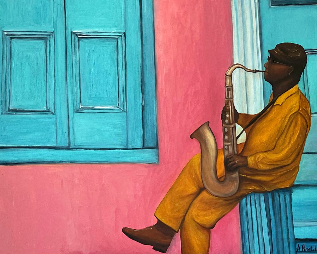 Impressionistic Portrait Oil Painting By Anastasiia Novitskaya, 31 X 26, One Evening In Havana, Original Artwork