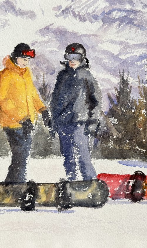 Snowboarder At Alps by Shelly Du