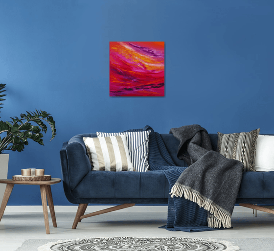 Sky Element I, 60x60 cm, Deep edge, Original abstract painting, oil on canvas