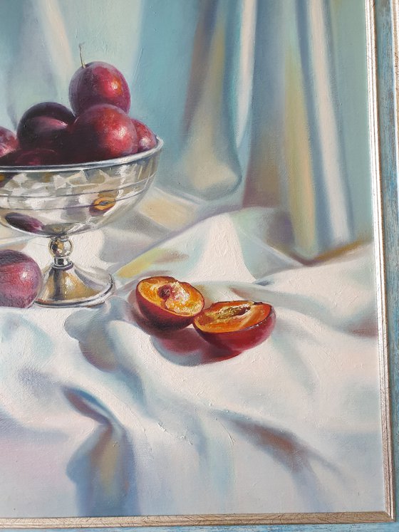 "There will be a plum cake."  still life summer liGHt original painting  GIFT (2020)