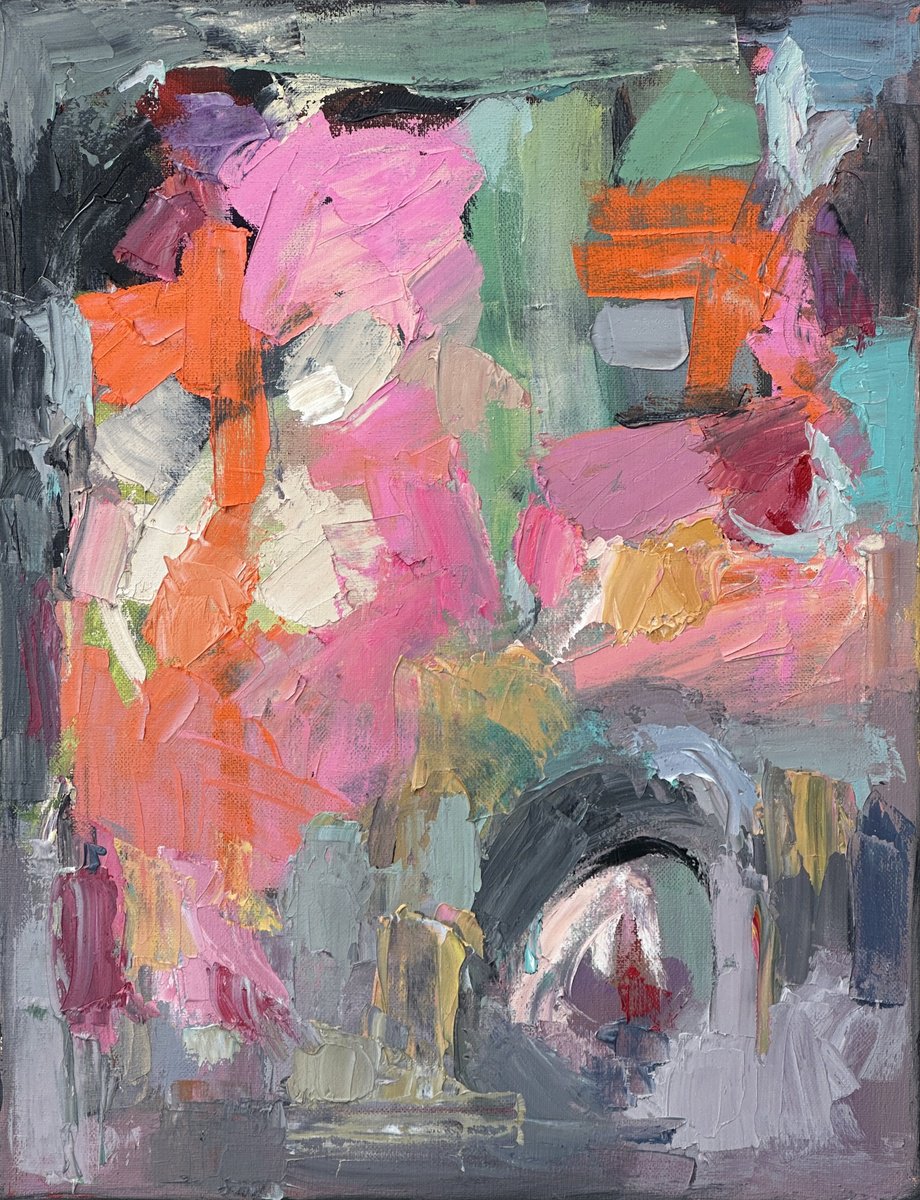 Organic Abstract Oil Painting By Arun Prem, 16 X 20, Dawn, Original Artwork