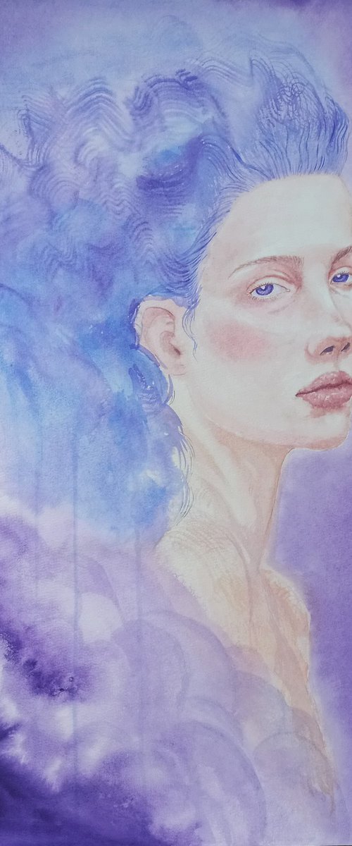 Abstract watercolor portrait 39x54 cm by Tatiana Myreeva