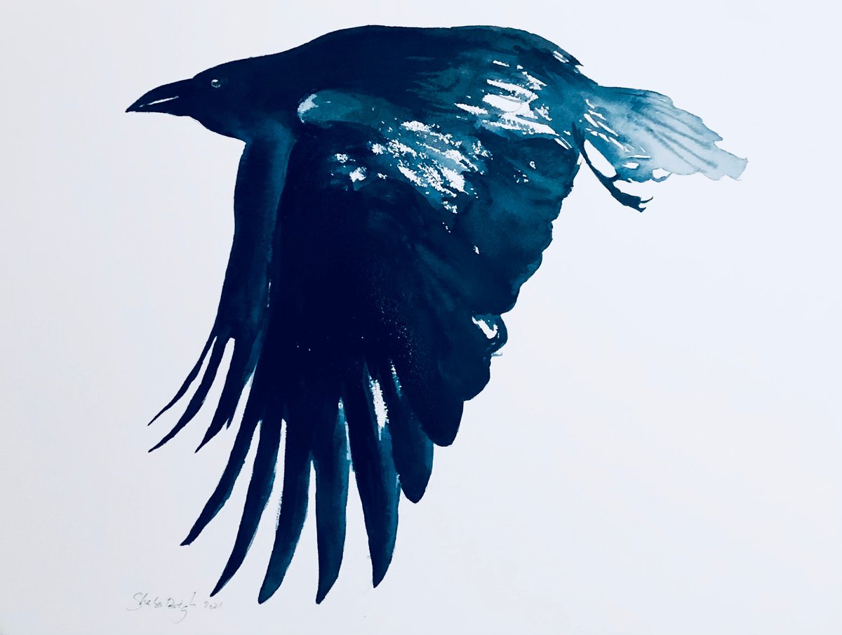 Illustrative Animal Ink Drawing By Shabs Beigh, 41 X 21", Flight 2, Original Artwork