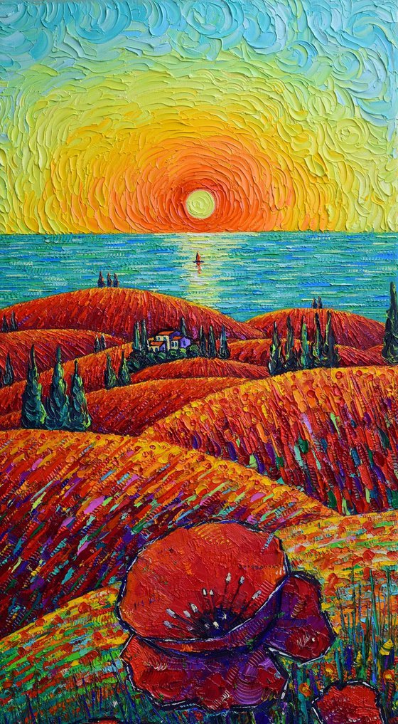 TUSCANY HILLS OF RED POPPIES