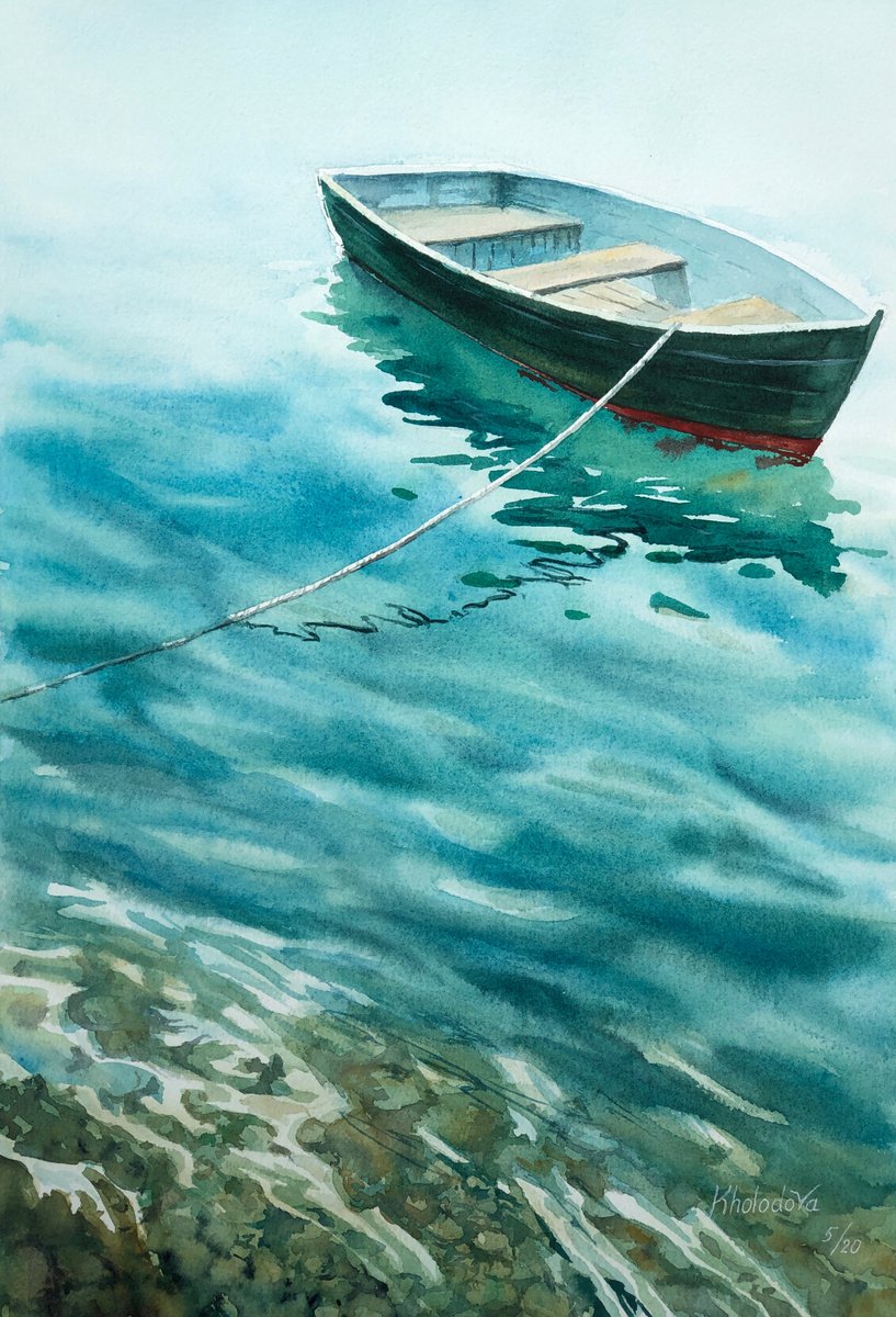 Reflection of the boat by Olga Kholodova