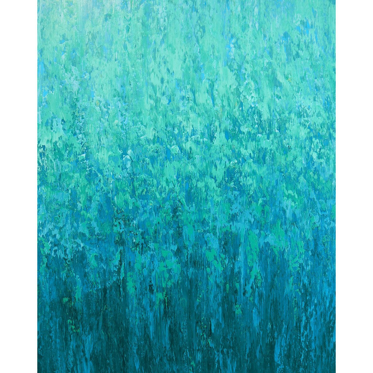 Expressive Abstract Acrylic Painting By Suzanne Vaughan, 24 X 30", Trickles - Turquoise Abstract, Original Artwork