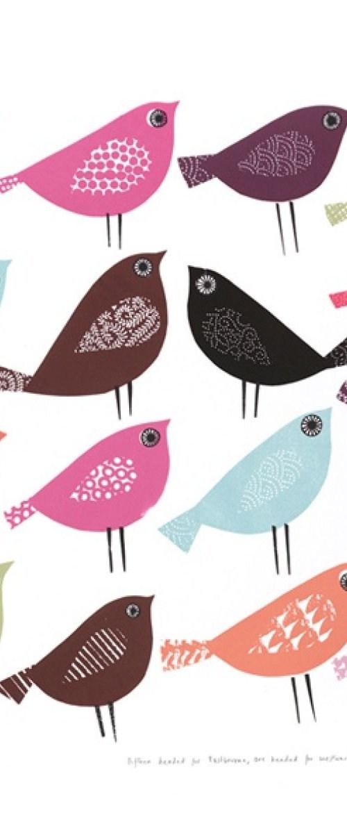 15 birds headed for Eastbourne,1 headed for Westward Ho ! by Jane  Ormes