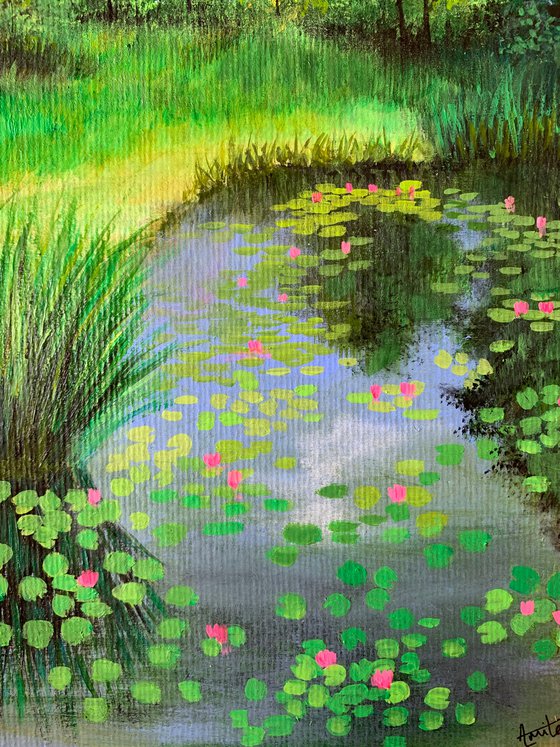 Monets Garden- III ! A4 size Painting on paper