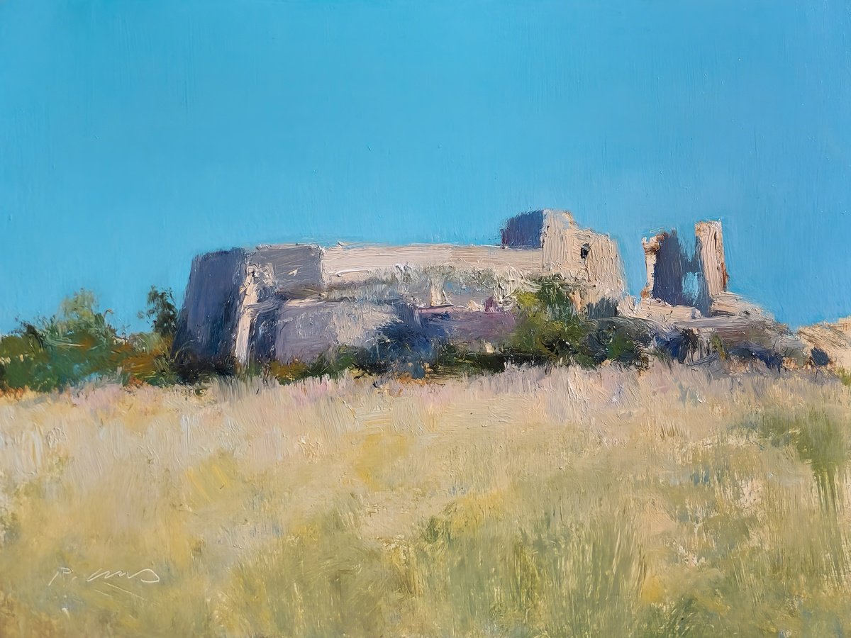Impressionistic Landscape Oil Painting By Pascal Giroud, 8 X 6", Mison Castle (West View), Original Artwork