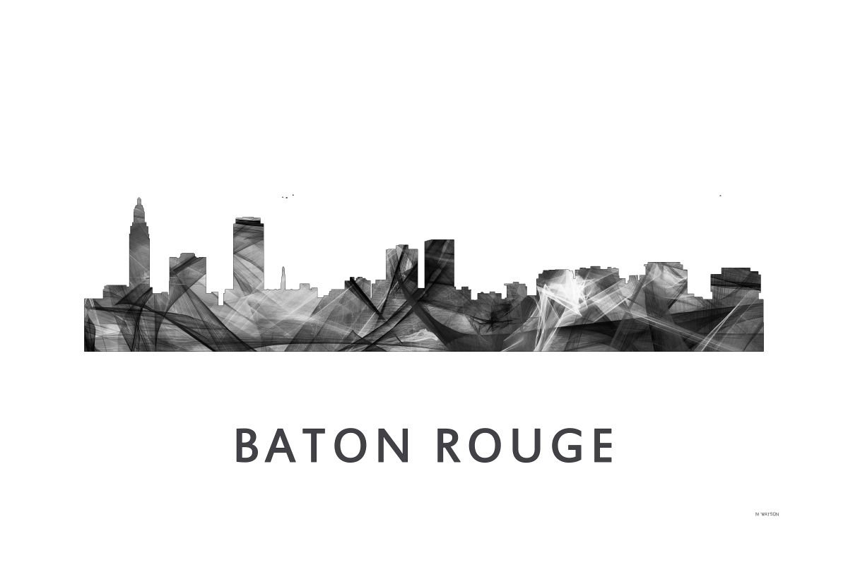 Baton Rouge Louisiana Skyline WB WB by Marlene Watson