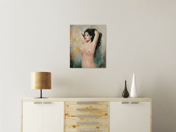 Honey - portrait- nude - woman - original painting