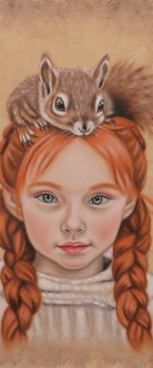 "Little girl with squirrel" by Monika Rembowska