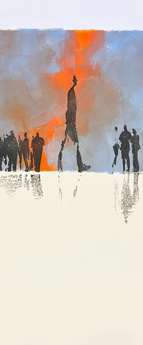 people in the rain Grey 1 by Steve Bennett