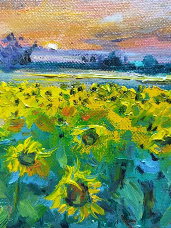 Landscape with sunflowers