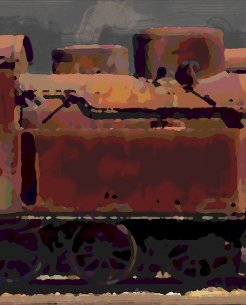 ANCIENT STEAM LOCOMOTIVE... 46"X24" by Joe McHarg