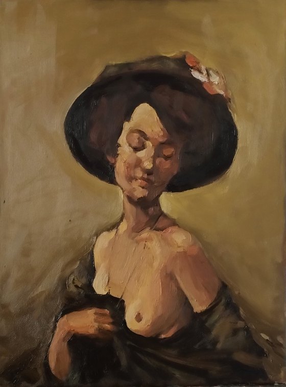 Nude with hat